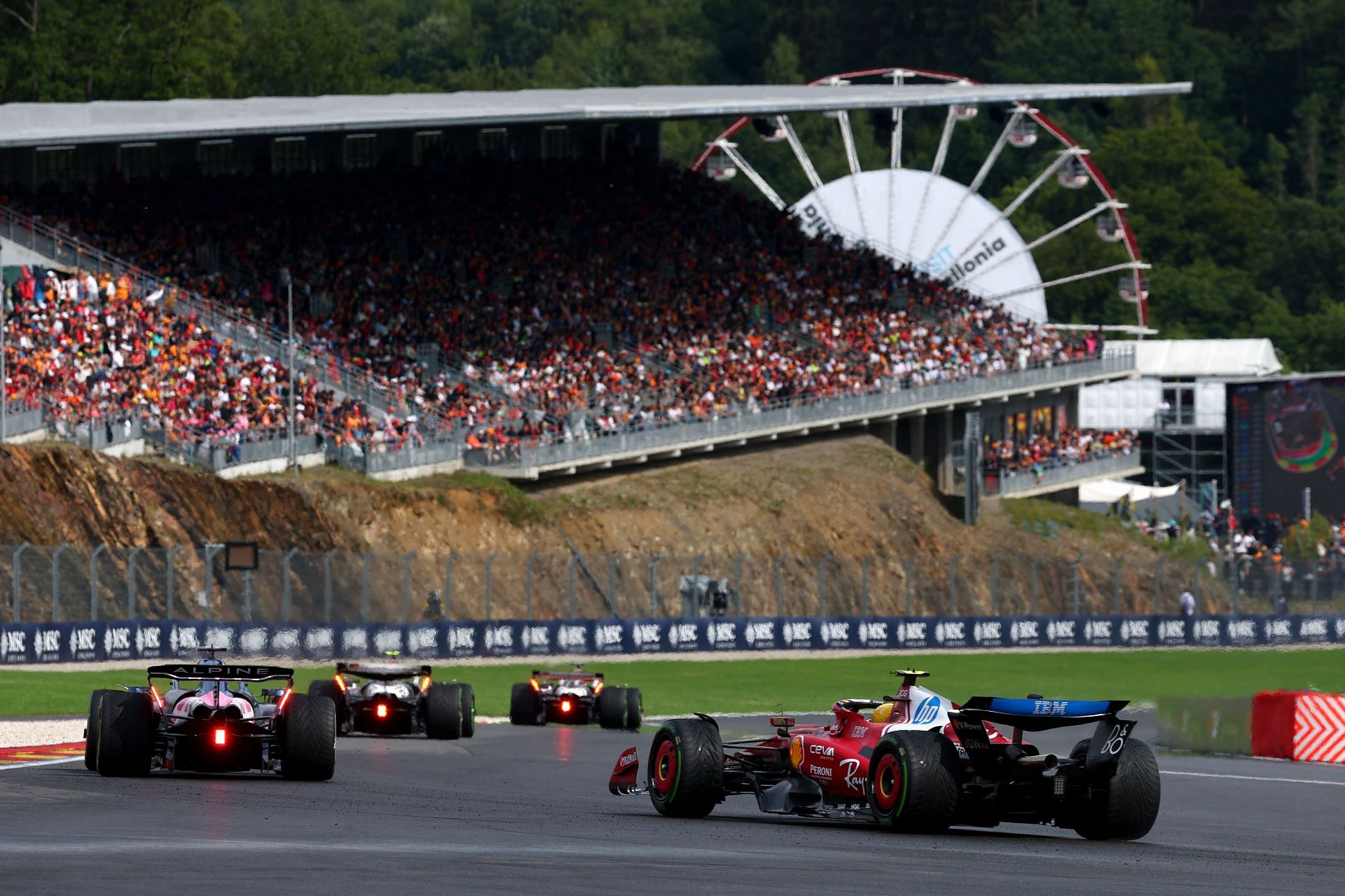 Pierre Gasly (10) leads Lewis Hamilton (44) during the F1 Grand Prix of Belgium. Source: Getty